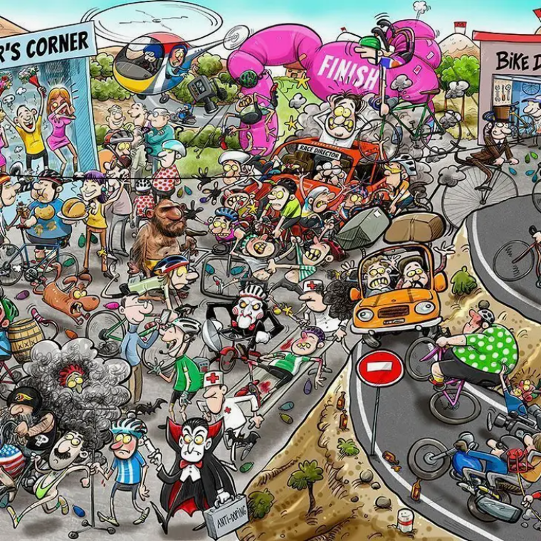 Chaos at the Cycling Tournament Jigsaw Puzzle