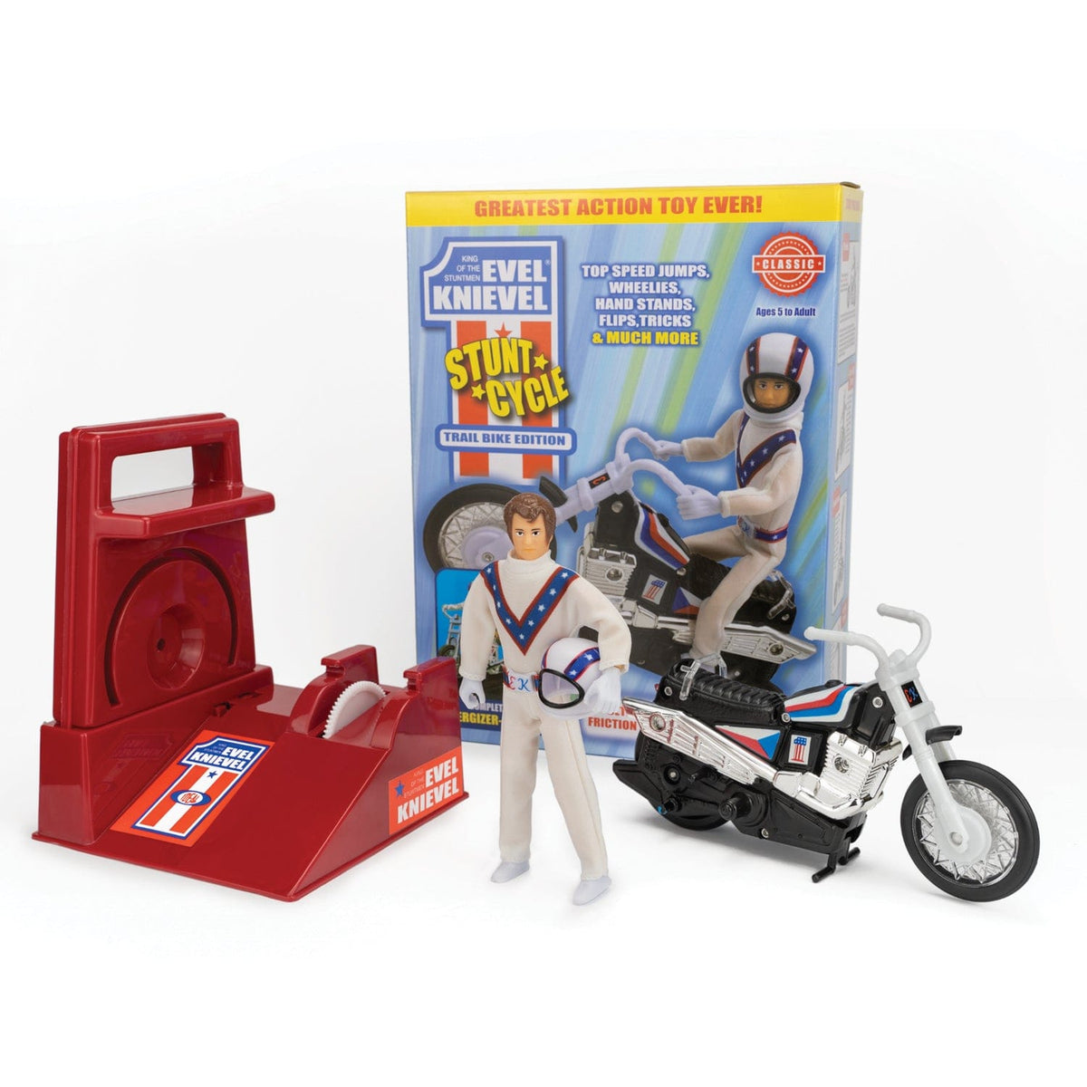 Evel Knievel Stunt Cycle Trail Bike Edition with launcher and box