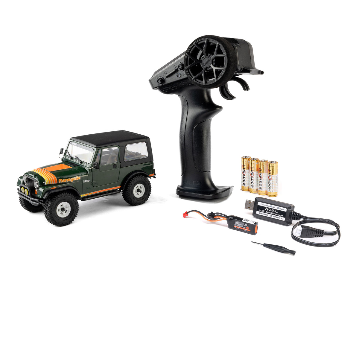 Axial SCX30 Jeep CJ-7 Renegade Green RTR with transmitter, battery and charger