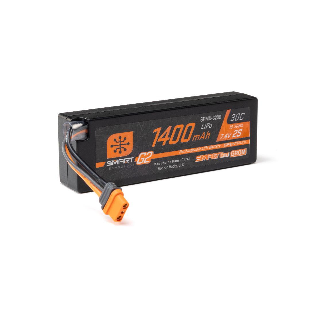 Spektrum 7.4V 1400mAh 2S 30C Smart G2 LiPo Battery IC2 SmartFit Case